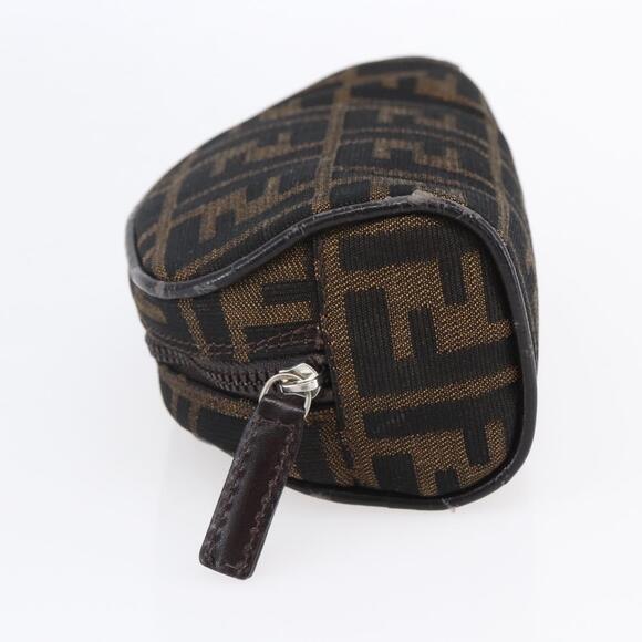 FENDI Zucca Canvas Pouch Hand Bag Black Brown Auth 154968 - Picture 3 of 15